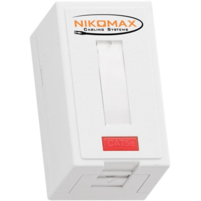 NIKOMAX Настенная розетка 1 порт, полный экран, со шторкой, белая NMC-WO1SD2-FT-ST-WT