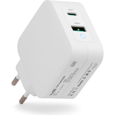 TopOn Блок питания GaN 65W Type-C PD, PPS, USB QC Белый TOP-GaN-65W