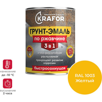 Грунт эмаль по ржавчине KRAFOR 250205