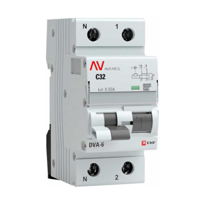 Дифференциальный автомат EKF AVERES DVA-6 rcbo6-1pn-32C-30-a-av