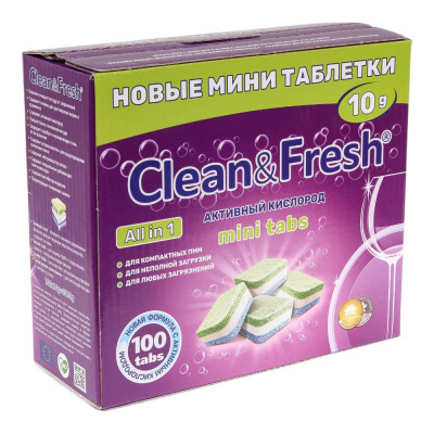 Clean&Fresh Таблетки для пмм all in 1 mini tabs, 100 таб Cd13100m