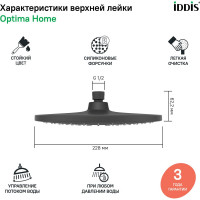 IDDIS душевая насадка верхняя круглая черная optima home OPH22BRi64