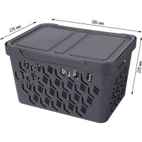 Универсальный ящик Econova Deluxe с крышкой, 380х276х220 мм, 18 л серый 433205911
