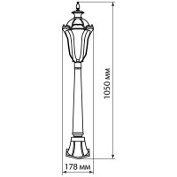 Садово-парковый светильник TDM ELECTRIC Вена 1х60 Вт, столб, H1050 мм, прозрачное/чёрный, Е27, SQ0330-2062