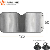 Солнцезащитная шторка Airline 60 см на лобовое стекло 140г/м2, серая, 60x125 см ASPS-60-01