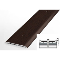 Порог прямой алюминиевый декоративный (60 мм, 1,8 м, Дуб венге) ЛУКА УТ000012476
