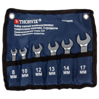 Набор комбинированных трещоточных ключей Thorvik CSRWS6TB короткие, в сумке, 8-17 мм, 6 пр. 53472 053472