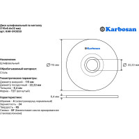 Диск шлифовальный по металлу (115х6.4х22 мм) Karbosan KAR-910550