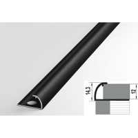 Профиль окантовочный полукруглый алюминиевый ЛУКА 12 мм, 2,7 м, Черный УТ000013609