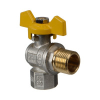 Шаровой кран Terma газовый, угловой, 1/2", в/н, бабочка 26057