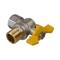 Шаровой кран Terma газовый, угловой, 1/2", в/н, бабочка 26057