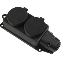 Каучуковая колодка duwi 2 гнезда с заземлением IP44 черная 16A 27461 2