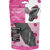 Каучуковая колодка duwi 2 гнезда с заземлением IP44 черная 16A 27461 2