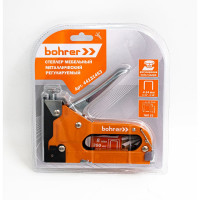 Мебельный степлер Bohrer 4-14 мм усиленный, тип скобы 53, с регулировкой силы, металлический 44131453