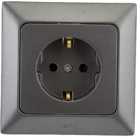 Розетка NE-AD с заземлением, керамика, 16А, 250В, Aras, Графит, 93-121-08-P