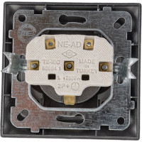 Розетка NE-AD с заземлением, керамика, 16А, 250В, Aras, Графит, 93-121-08-P