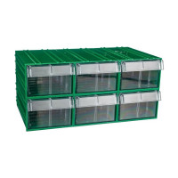 Пластиковый короб СТЕЛЛА-ТЕХНИК 140x250x100 мм, комплект 6 штук C-2-К6-зеленый-прозрачный