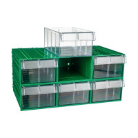 Пластиковый короб СТЕЛЛА-ТЕХНИК 140x250x100 мм, комплект 6 штук C-2-К6-зеленый-прозрачный