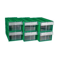 Пластиковый короб СТЕЛЛА-ТЕХНИК 140x250x100 мм, комплект 6 штук C-2-К6-зеленый-прозрачный