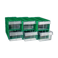 Пластиковый короб СТЕЛЛА-ТЕХНИК 140x250x100 мм, комплект 6 штук C-2-К6-зеленый-прозрачный
