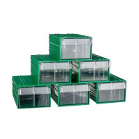Пластиковый короб СТЕЛЛА-ТЕХНИК 140x250x100 мм, комплект 6 штук C-2-К6-зеленый-прозрачный