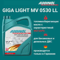 Моторное масло Addinol Giga Light MV 0530 LL синтетическое, 5W-30, 5 л 72098681