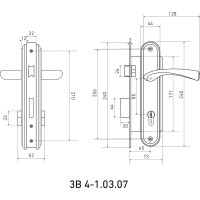 Врезной замок БУЛАТ ЗВ4-1.03.07 НОМОС (титан; 5 перфоключей; с ручками) 13965