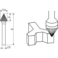 Борфреза коническая 60 градусов, форма J, 12x13x6х58 мм Энкор 21715