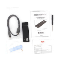 Внешний корпус AgeStar USB 3.1 Type-C M.2 NVME (M-key), алюминий, черный, 31UBNV5C (BLACK)