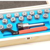 Патрон цанговый Морзе №2, ER25 с набором цанг 15 шт, 1.5-16 мм ТЕХНОРЕАЛ МА320053015