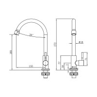 Смеситель д/кухни Gota Rocio моно/для пит.воды с высоким изливом кр.гайка Сталь нерж.ст 100311-GOTA