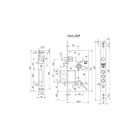 Корпус врезного цилиндрового замка с защёлкой KALE KILIT 252/R w/b 1121