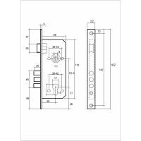 Врезной замок под евроцилиндр VETTORE 9011 SR-3R CP, хром 20309