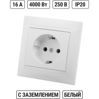 Розетка TDM ELECTRIC 2П+З 16А 250В белая Лама SQ1815-0023