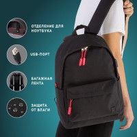 Универсальный рюкзак с отделением для ноутбука BRAUBERG URBAN, USB-порт, черный, 44x31x14см, 270805