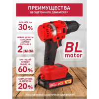 Аккумуляторная дрель-шуруповерт WORTEX BD2025DLi1029