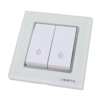 Выключатель Эксклюзивный Белый реверсивный двуклавишный Metronex Electric FVK050106BEL