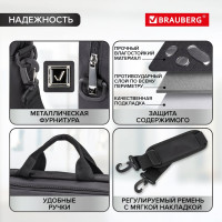 Сумка-портфель с отделением для ноутбука 15.6" BRAUBERG Protect черная, 30x40x7см 270831