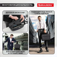 Сумка-портфель с отделением для ноутбука 15.6" BRAUBERG Protect черная, 30x40x7см 270831