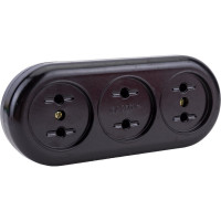 Розеточная колодка TDM ELECTRIC Ретро 3 гнезда, 2П, 16А, 250B, карболит SQ1806-0104