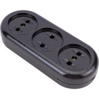 Розеточная колодка TDM ELECTRIC Ретро 3 гнезда, 2П, 16А, 250B, карболит SQ1806-0104
