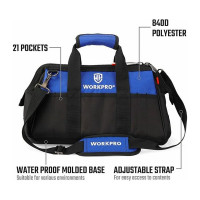 Сумка для инструмента WORKPRO 640D 510x260x290 мм, с широким горлом, на молнии, с пластиковым дном WP281026