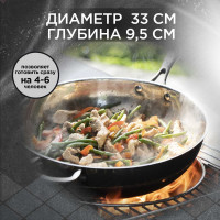 Вок из нержавеющей стали Forester 33 см, с длинной ручкой CI-11