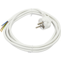 Сетевой шнур Мастер Тока ПВСбм 3x0,75 белый, 10А, с заземлением, 3м, угловая вилка СШ0031