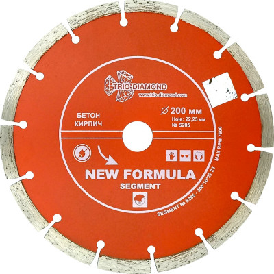 Диск алмазный отрезной TRIO-DIAMOND 200x22.23 New Formula Segment S205