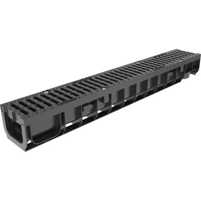 Лоток водоотводный Gidrolica Pro пластиковый DN100 100х14,6х11,7 см с полиамидной решеткой класса С250 08049pro