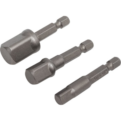 Набор переходников 3 шт (переход с HEX 1/4" на 1/2" DR; 1/4" DR; 3/8" DR) KING TONY 9103PR