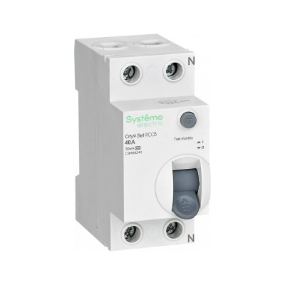 Выключатель дифференциального тока Systeme Electric City9 set вдт 40а 2p 30ма тип-a 230в C9R68240