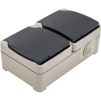 Розетка Smartbuy 2-местная с заземлением 16А с крышкой, IP54 Сатурн SBE-04w-16-S2-Z