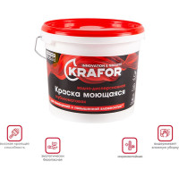 Интерьерная краска Krafor водно-дисперсная моющаяся глубокоматовая 6.5 кг 26954